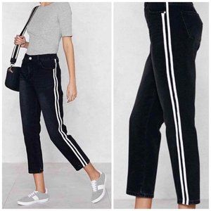 Nasty Gal Black Jeans with White Accents | Size: US 2